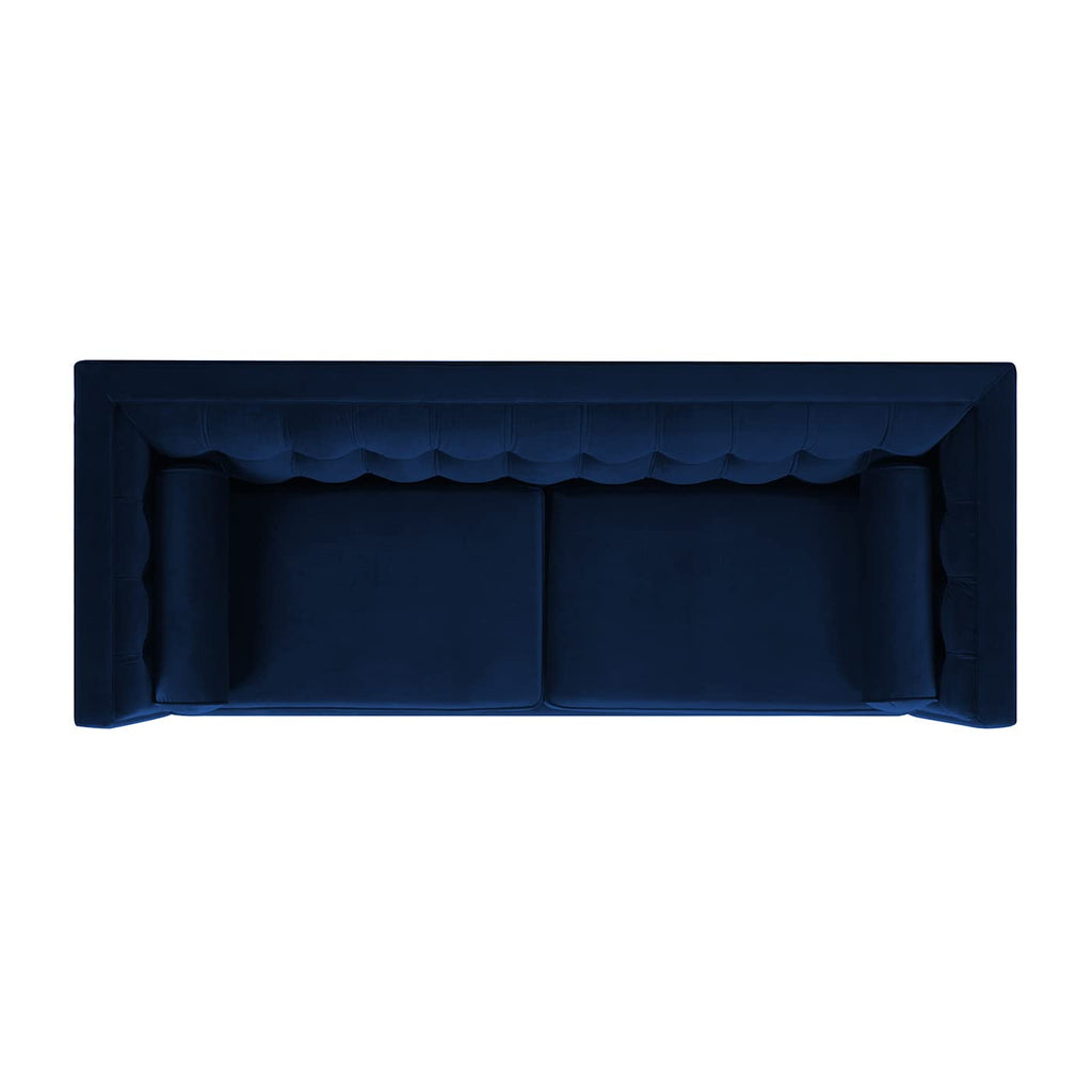 84" Navy Blue Velvet Tufted Sofa E540