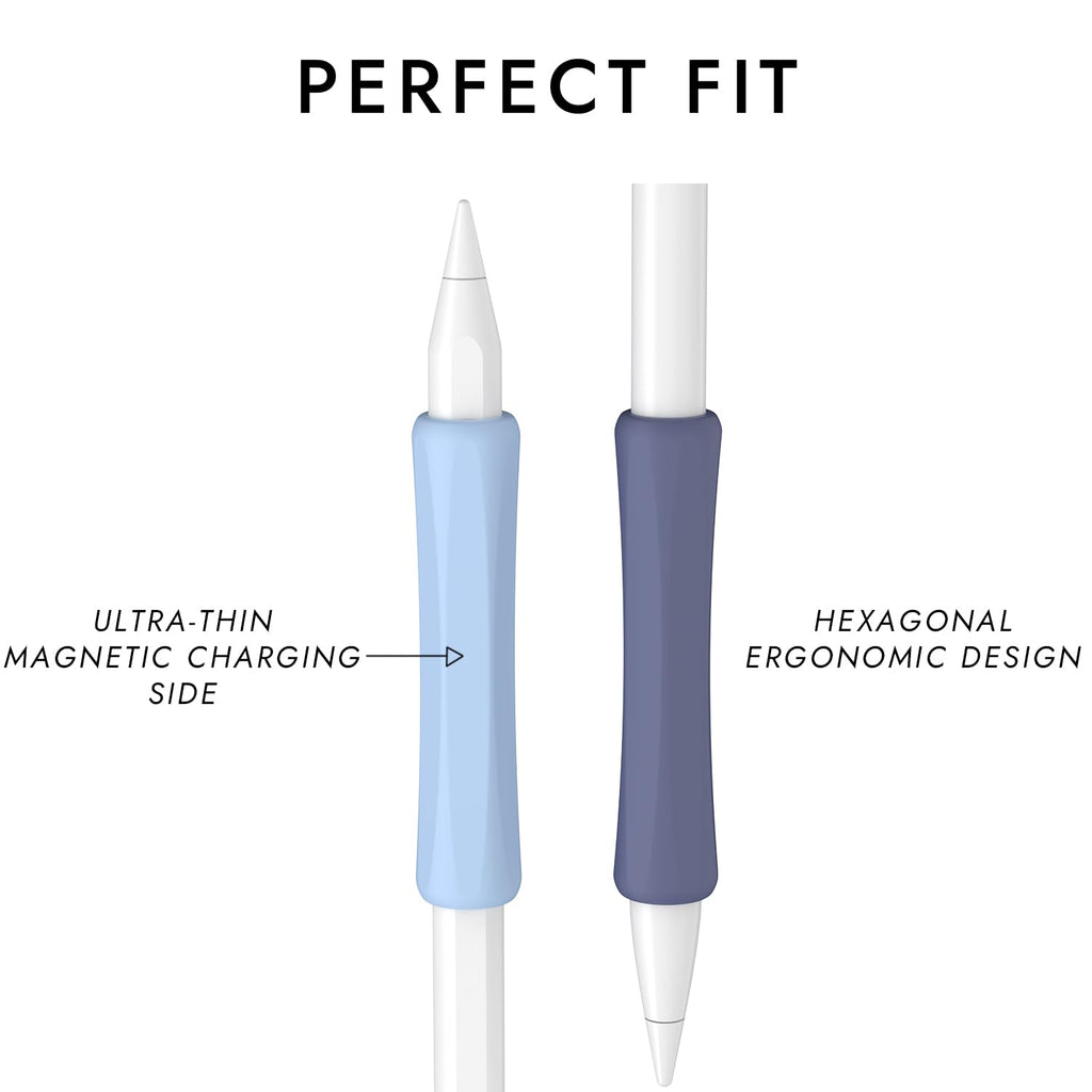 4 Pack Silicone Pencil Grips White Blue Black P75458