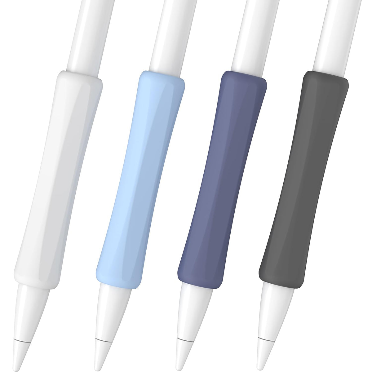 4 Pack Silicone Pencil Grips White Blue Black P75458