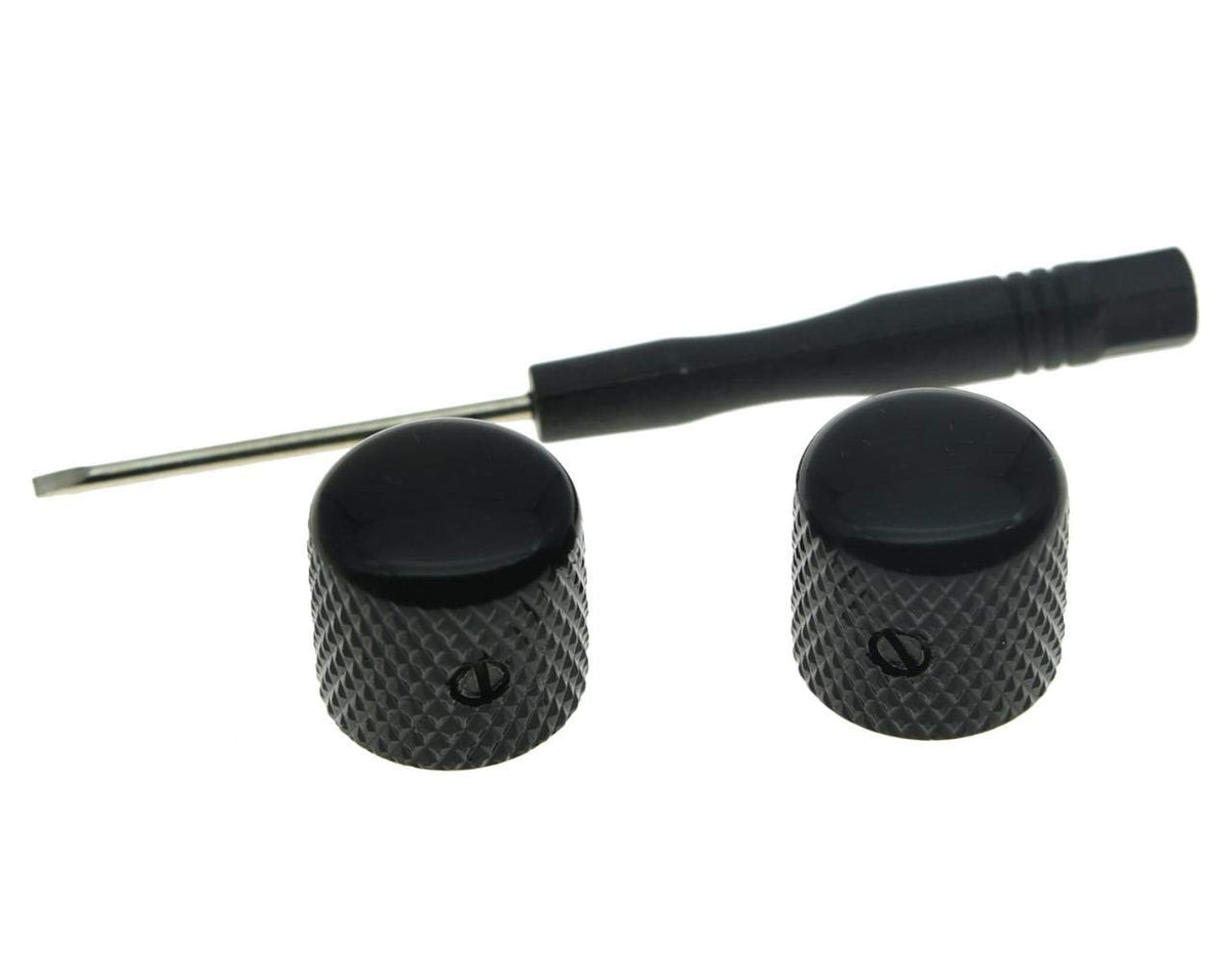 Set of 2 Black Metal Guitar Dome Knobs Z99426