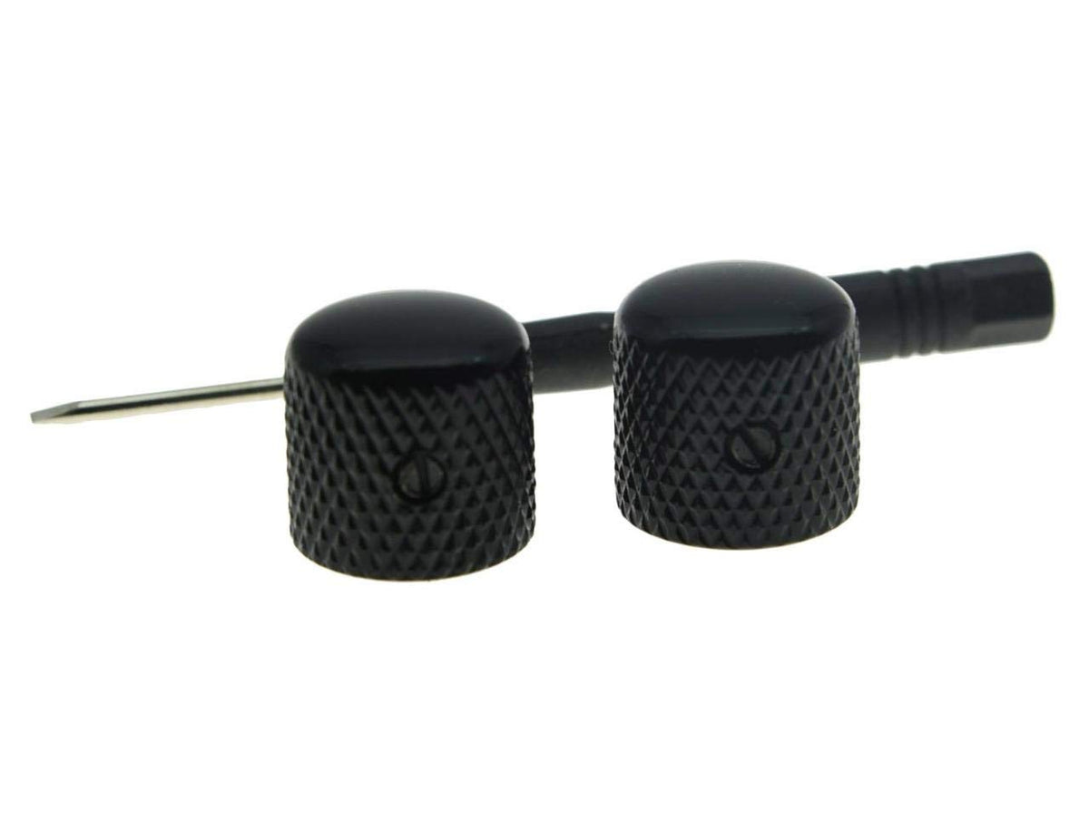 Set of 2 Black Metal Guitar Dome Knobs Z99426