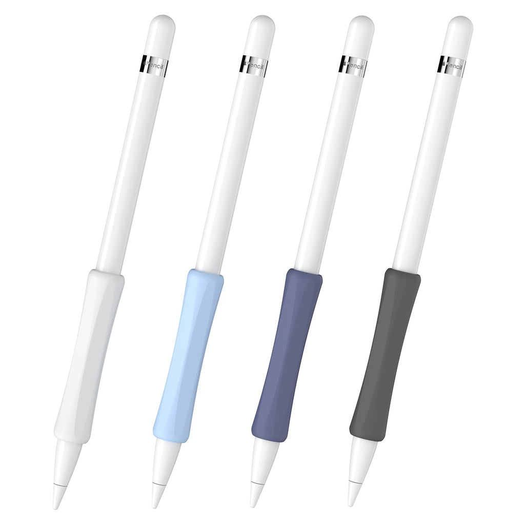 4 Pack Silicone Pencil Grips White Blue Black P75458