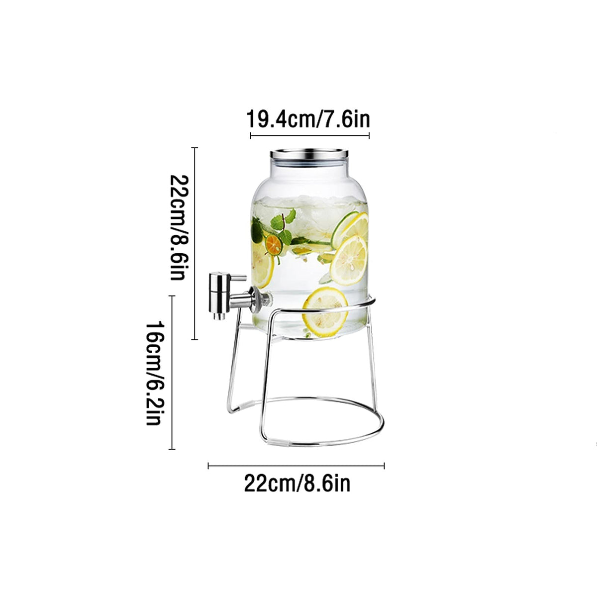 Large-capacity Cold Water Jug with Faucet High Borosilicate Glass Teapot with Base 101.4 Oz B7566