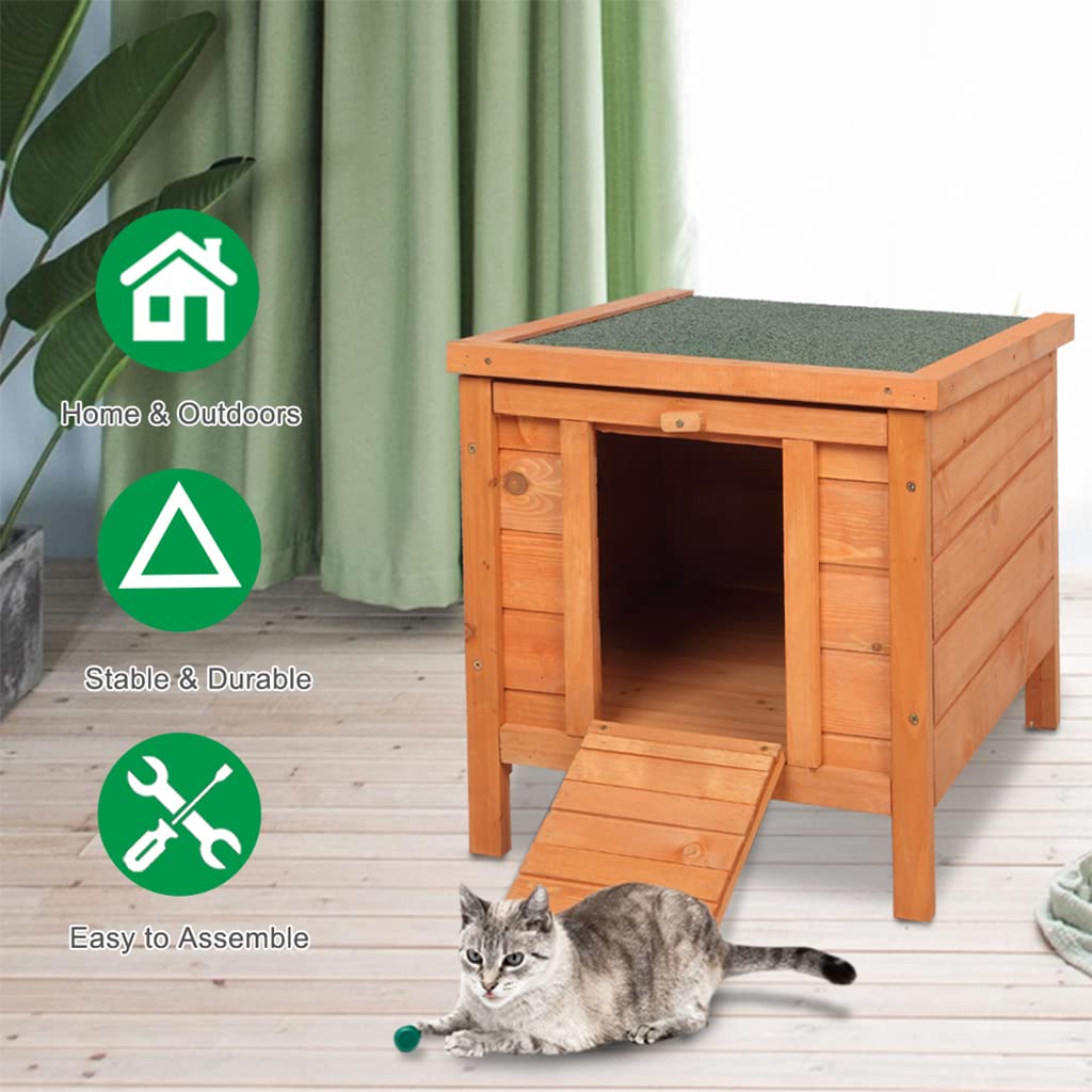 Weatherproof Wooden Cat House Z295907