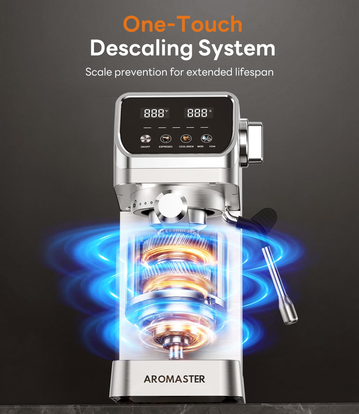 1400W Stainless Steel Espresso Machine with Milk Frother H283