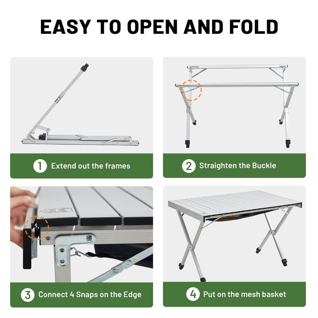 Folding Camping Table Adjustable Height Lightweight Aluminum D92723