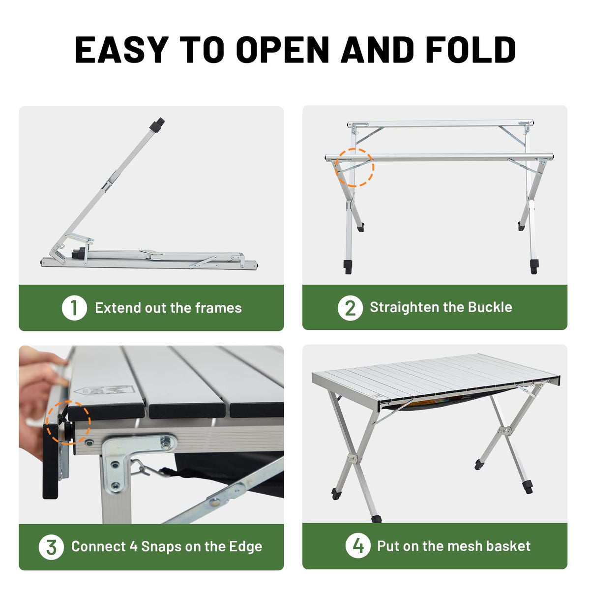Folding Camping Table Adjustable Height Lightweight Aluminum D92723