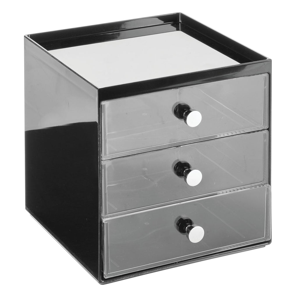 Makeup Organizer Storage Cube with 3 Drawers Black/Clear C81924