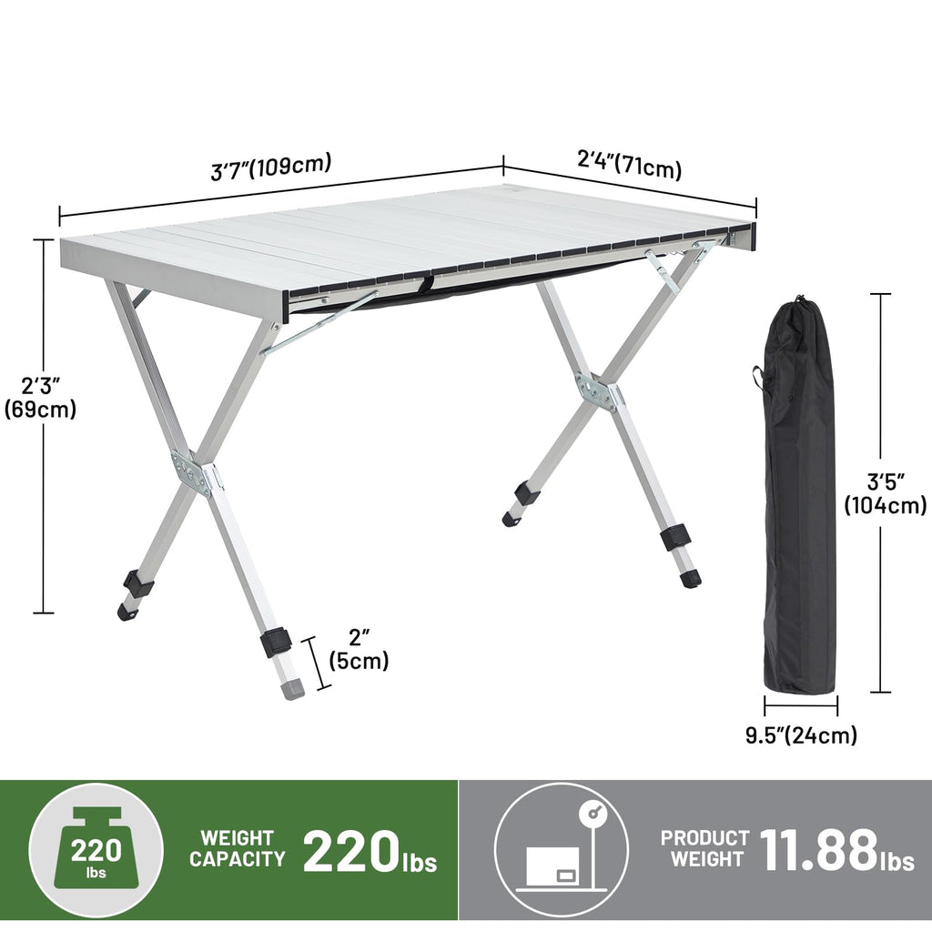 Folding Camping Table Adjustable Height Lightweight Aluminum D92723