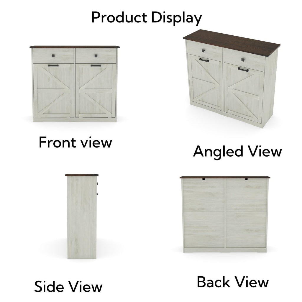 Brown and Antique White 20 Gallon Tilt-Out Trash Cabinet X65733