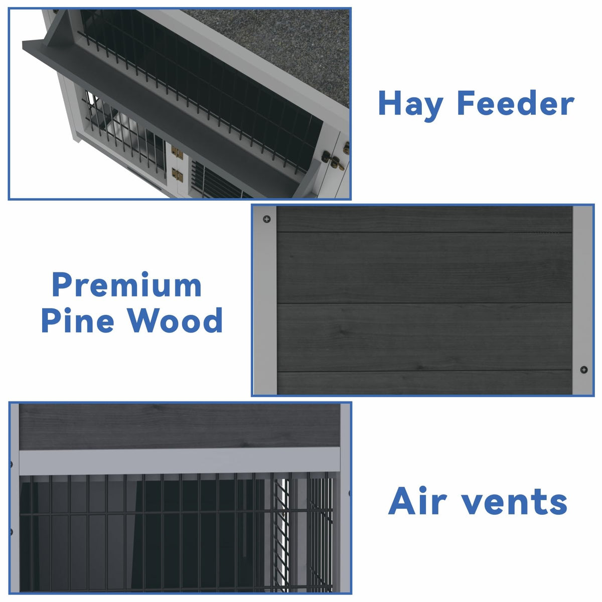 Large 2-Story Rabbit Hutch with Hay Feeder D59262