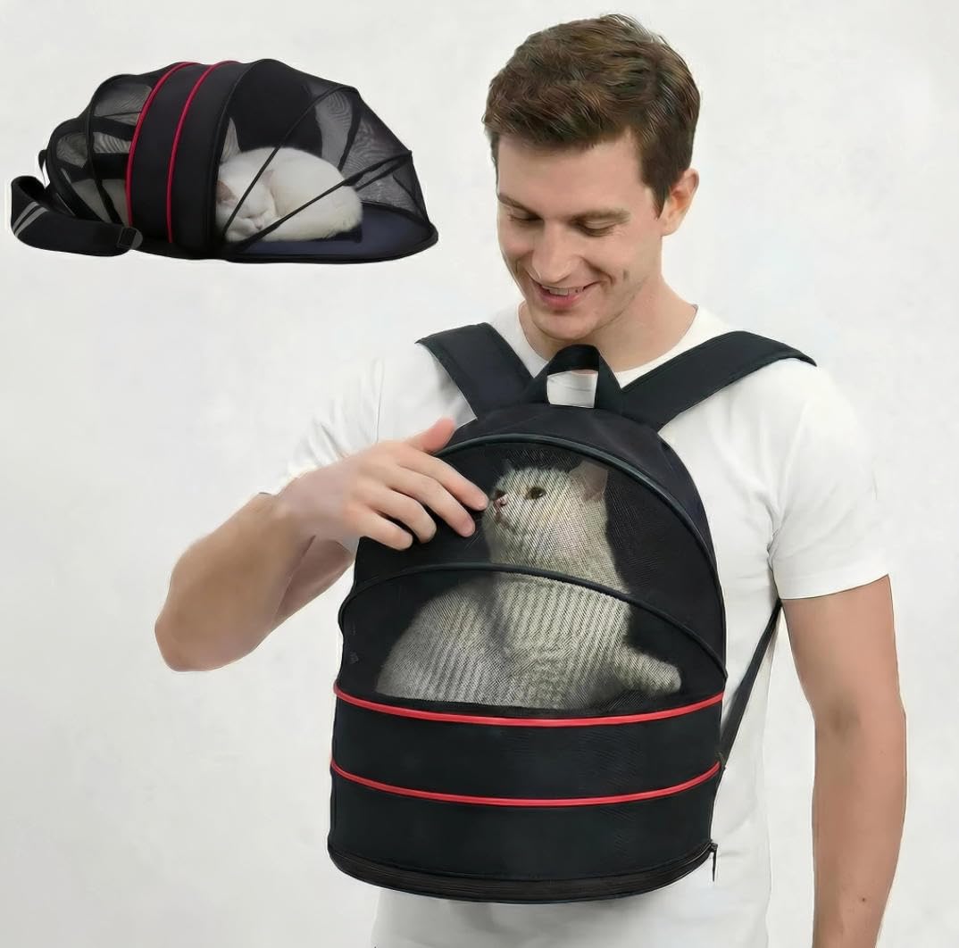 Expandable Dog Backpack Carrier with Breathable Front Opening-Black X99826