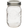 Clear Glass Mason Jars with Silver Lids, 16 oz, Set of 12 W941