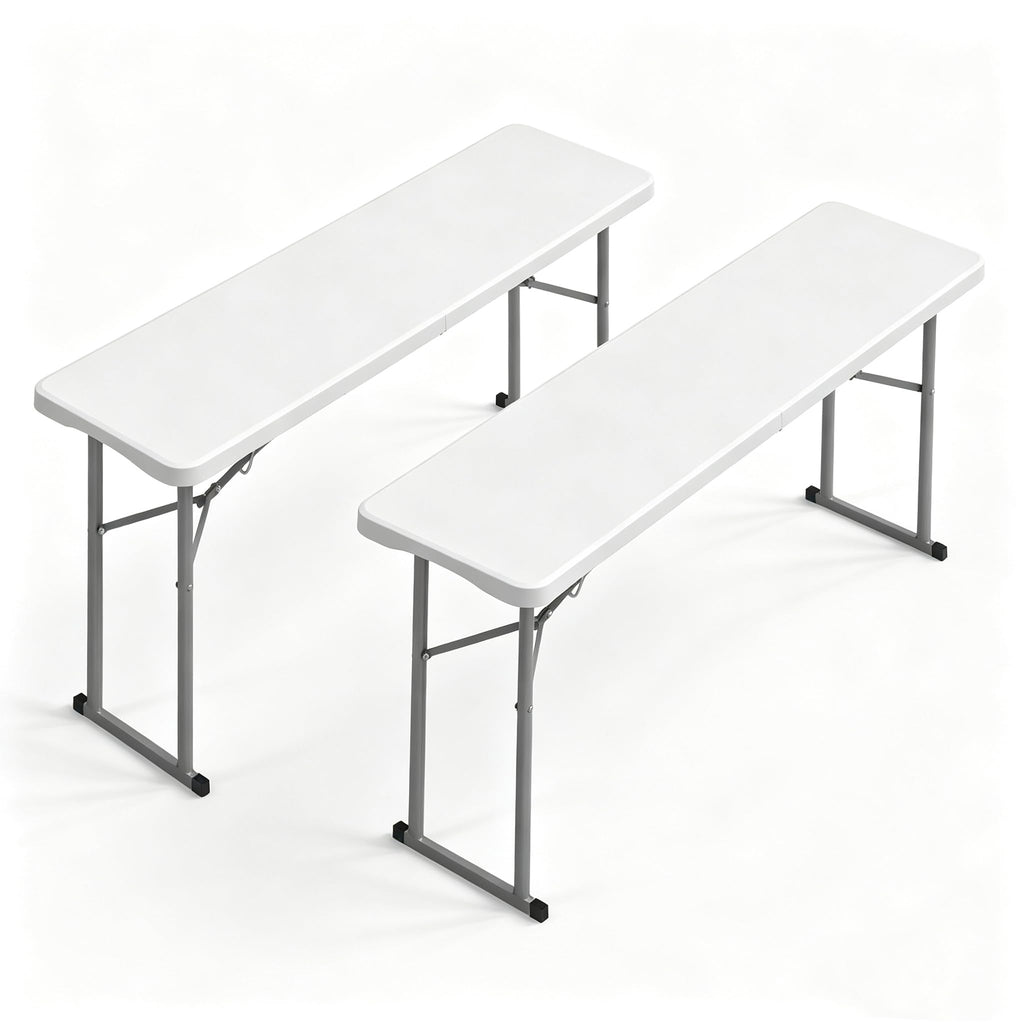 White 6 FT Narrow Folding Table Set of 2 O431