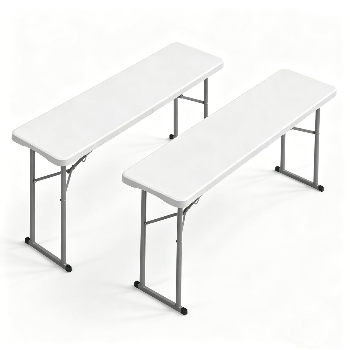 White 6 FT Narrow Folding Table Set of 2 O431