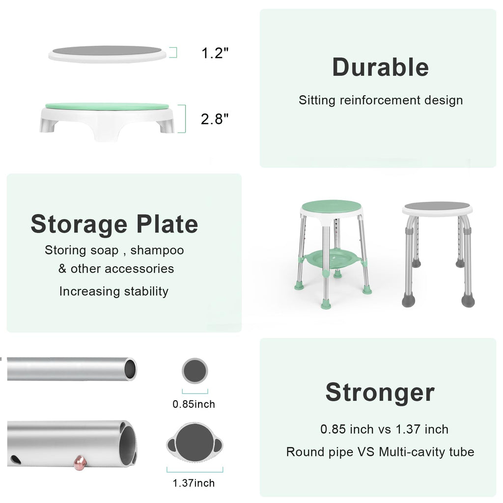 Adjustable Swivel Shower Chair with Storage Tray P188