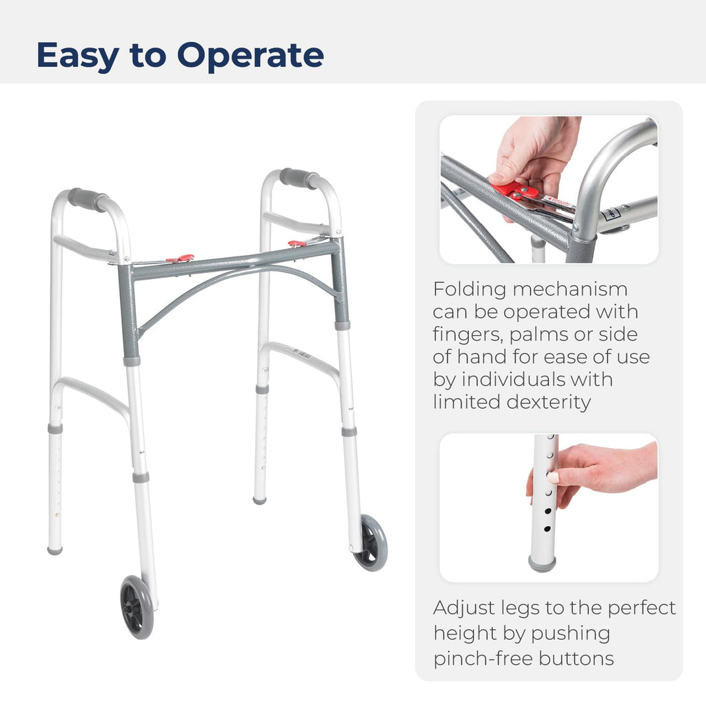 Shower Chair Bath Seat with Padded Arms and Adjustable Legs & Folding Walker with Wheels I98220