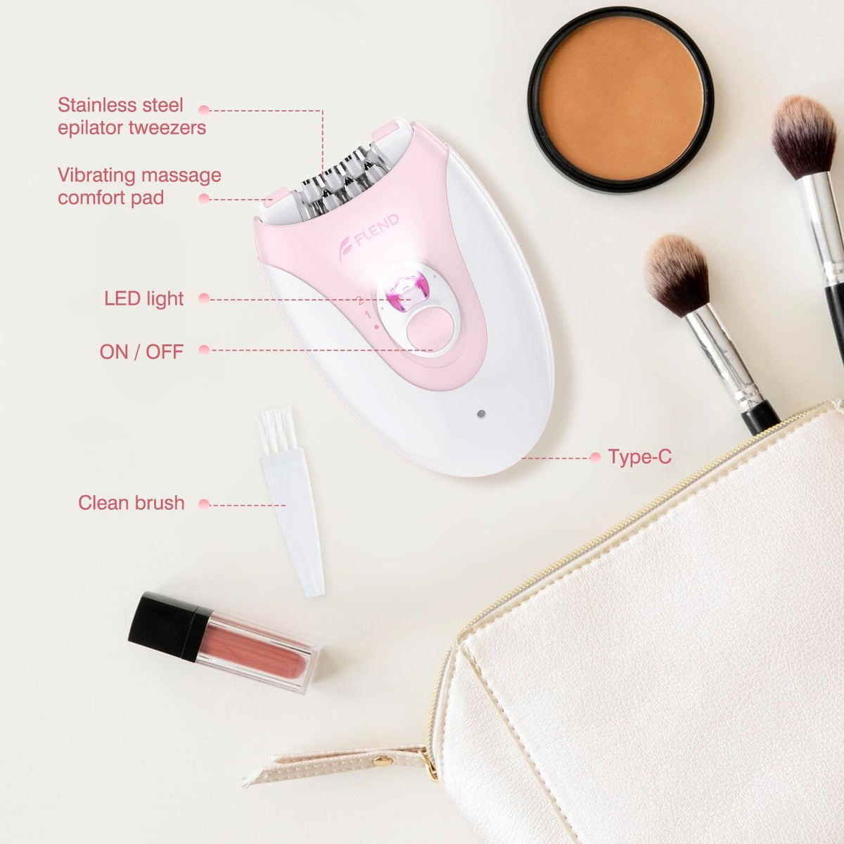 2-Speed Rechargeable Epilator with LED Light D139702