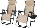 Zero Gravity Lounge Chairs Set of 2 Adjustable Folding Recliners with Cup Holders K927158