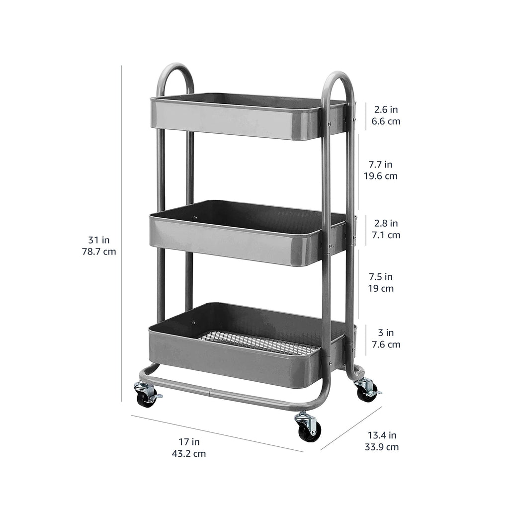 3-Tier Rolling Kitchen Cart with Lockable Wheels R683
