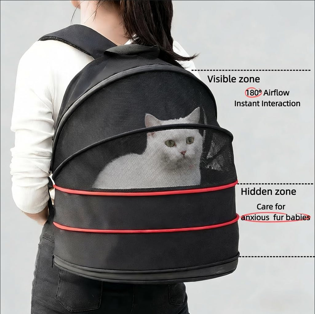 Expandable Dog Backpack Carrier with Breathable Front Opening-Black X99826