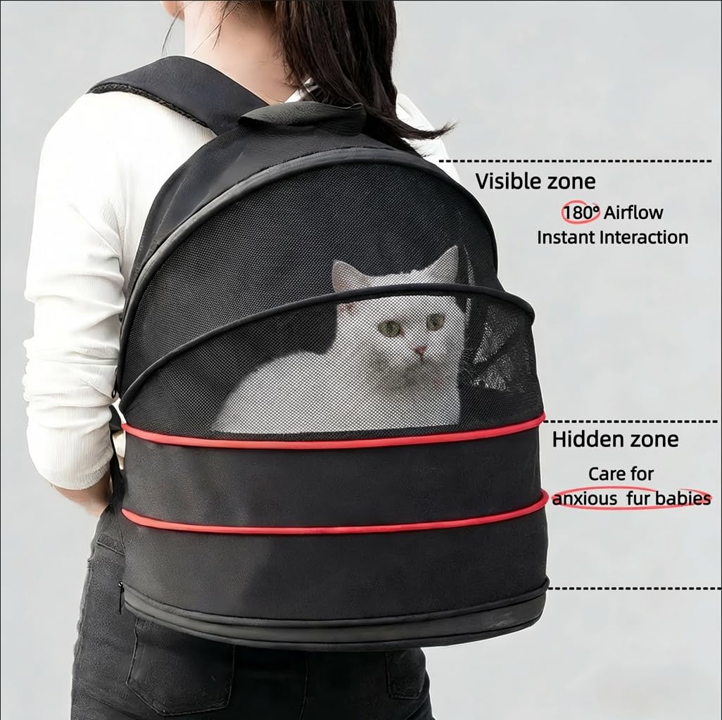 Expandable Dog Backpack Carrier with Breathable Front Opening-Black X99826