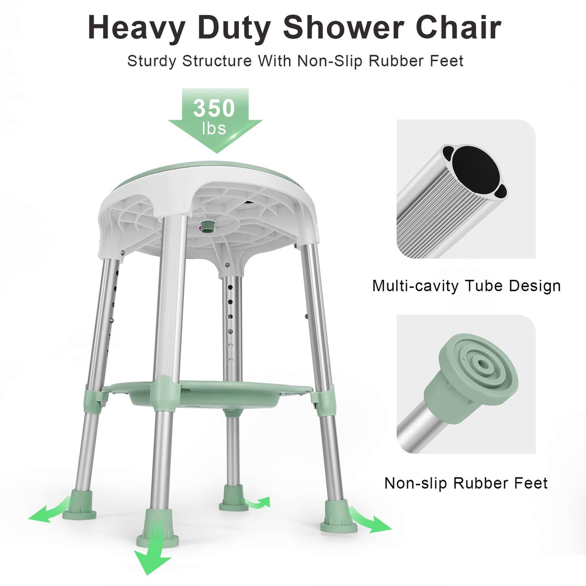 Adjustable Swivel Shower Chair with Storage Tray P188