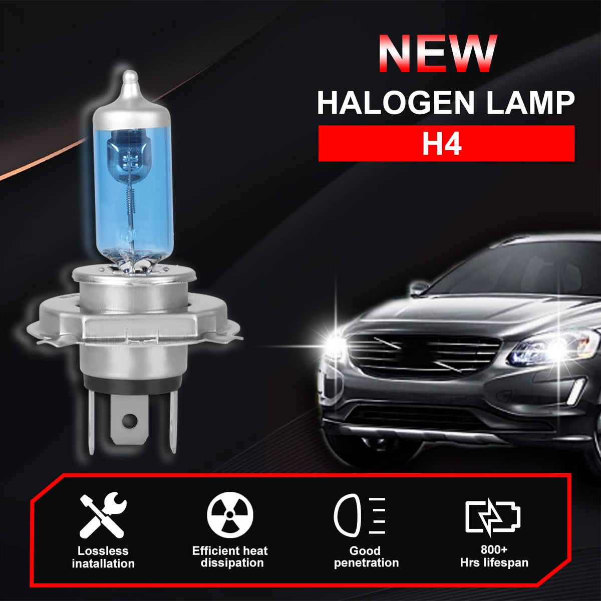 Halogen Headlight Bulb 4200k High Low Beam 2 PCS Z2660