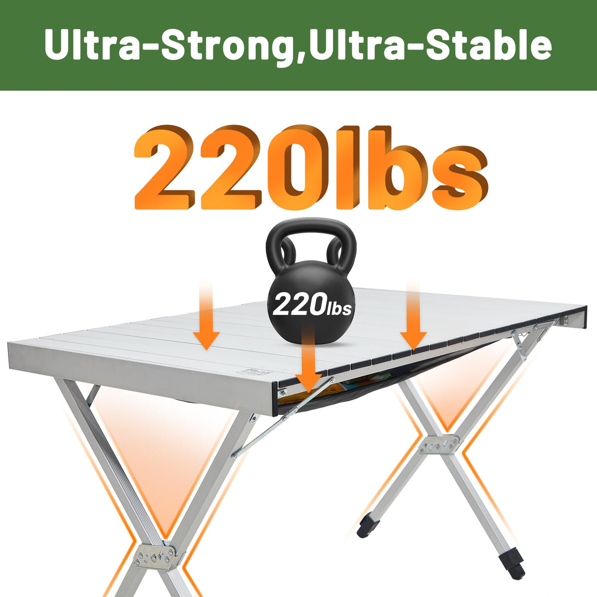 Folding Camping Table Adjustable Height Lightweight Aluminum D92723