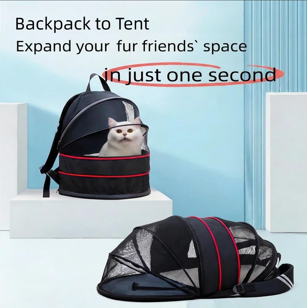 Expandable Dog Backpack Carrier with Breathable Front Opening-Black X99826
