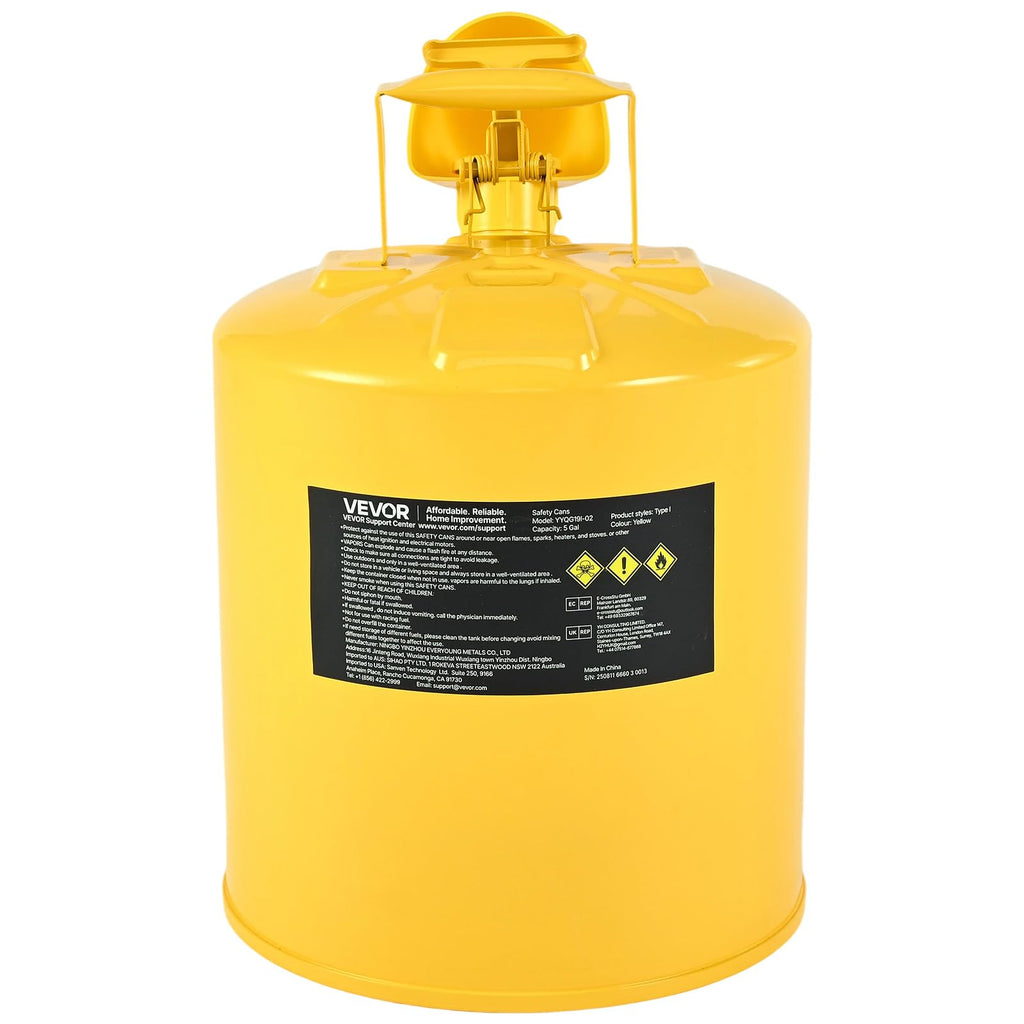 5 Gallon Type I Yellow Metal Container with Flame Arrester U238