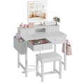 White Makeup Vanity Desk with Mirror and Lights, Chair and Drawers P938