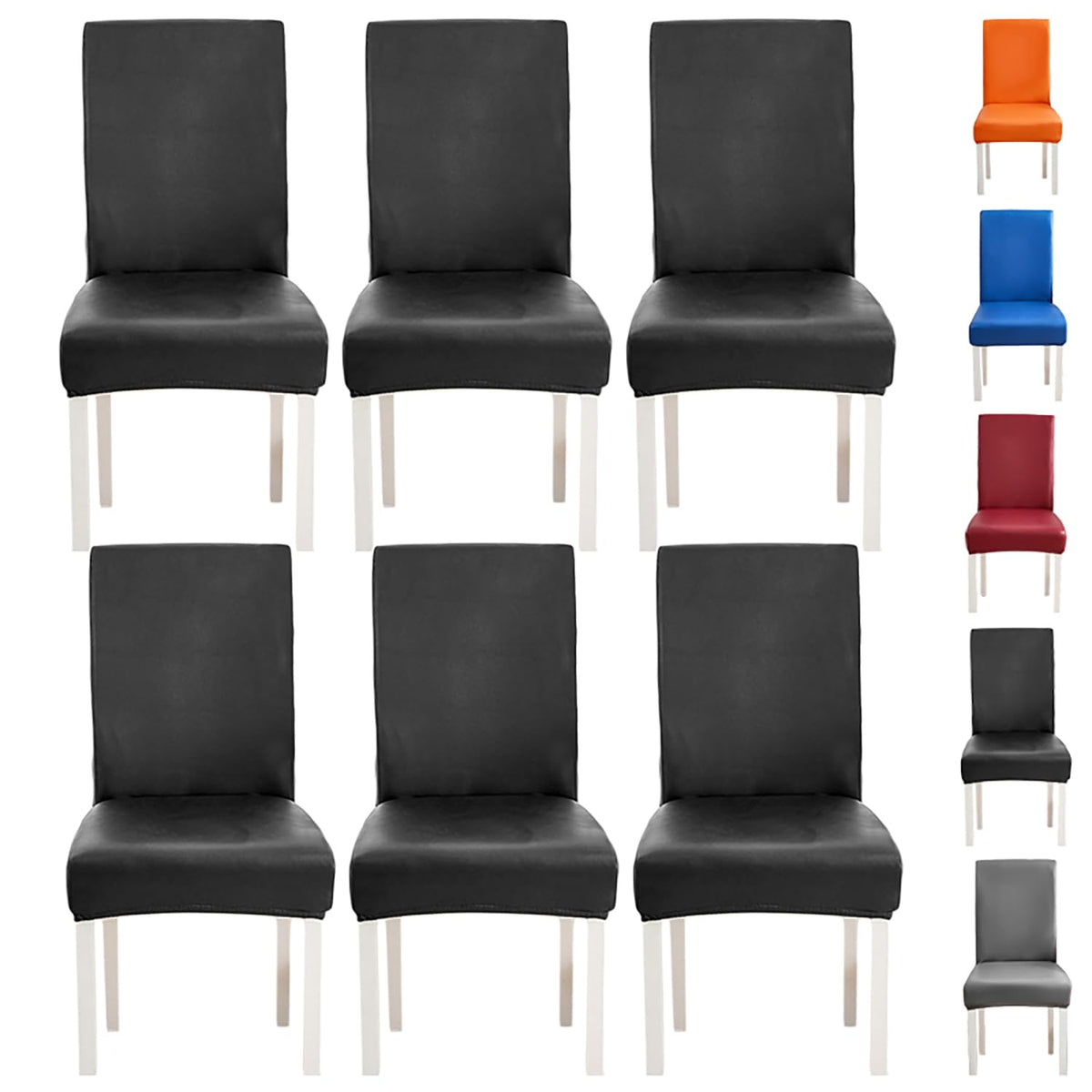 Black 6pcs Leather Chair Cover E990