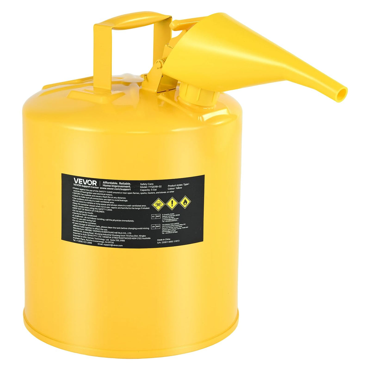 5 Gallon Type I Yellow Metal Container with Flame Arrester U238