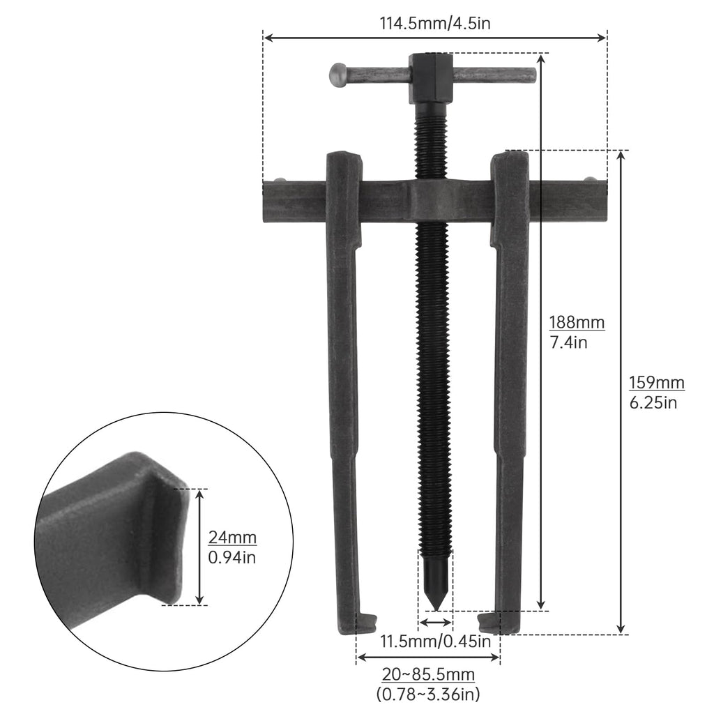 Adjustable Two Jaw Carbon Steel Bearing Puller 8 inch R4275
