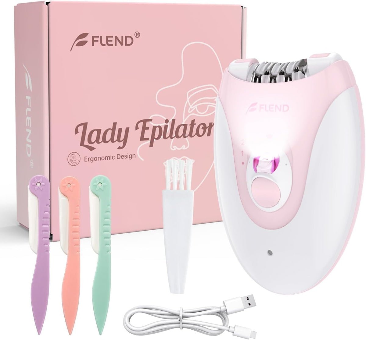 2-Speed Rechargeable Epilator with LED Light D139702