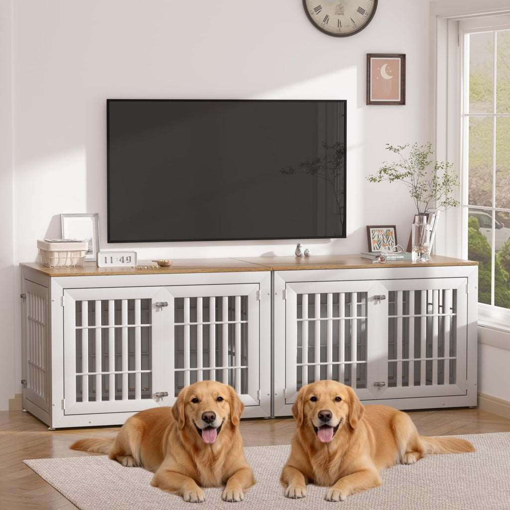 48" XXL White Wooden Dog Crate Furniture S548