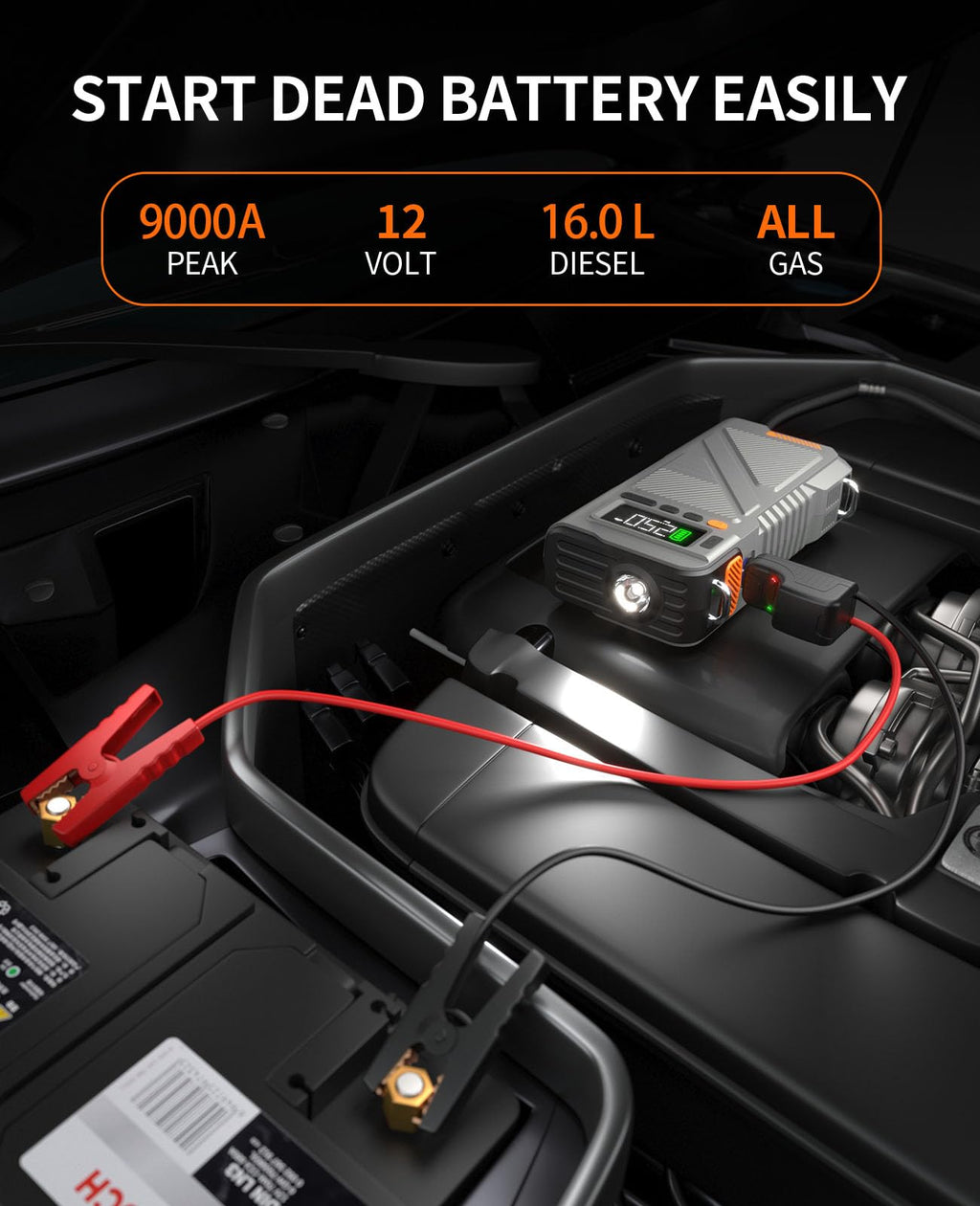 9000A 12V Jump Starter with 150 PSI Air Compressor E4624