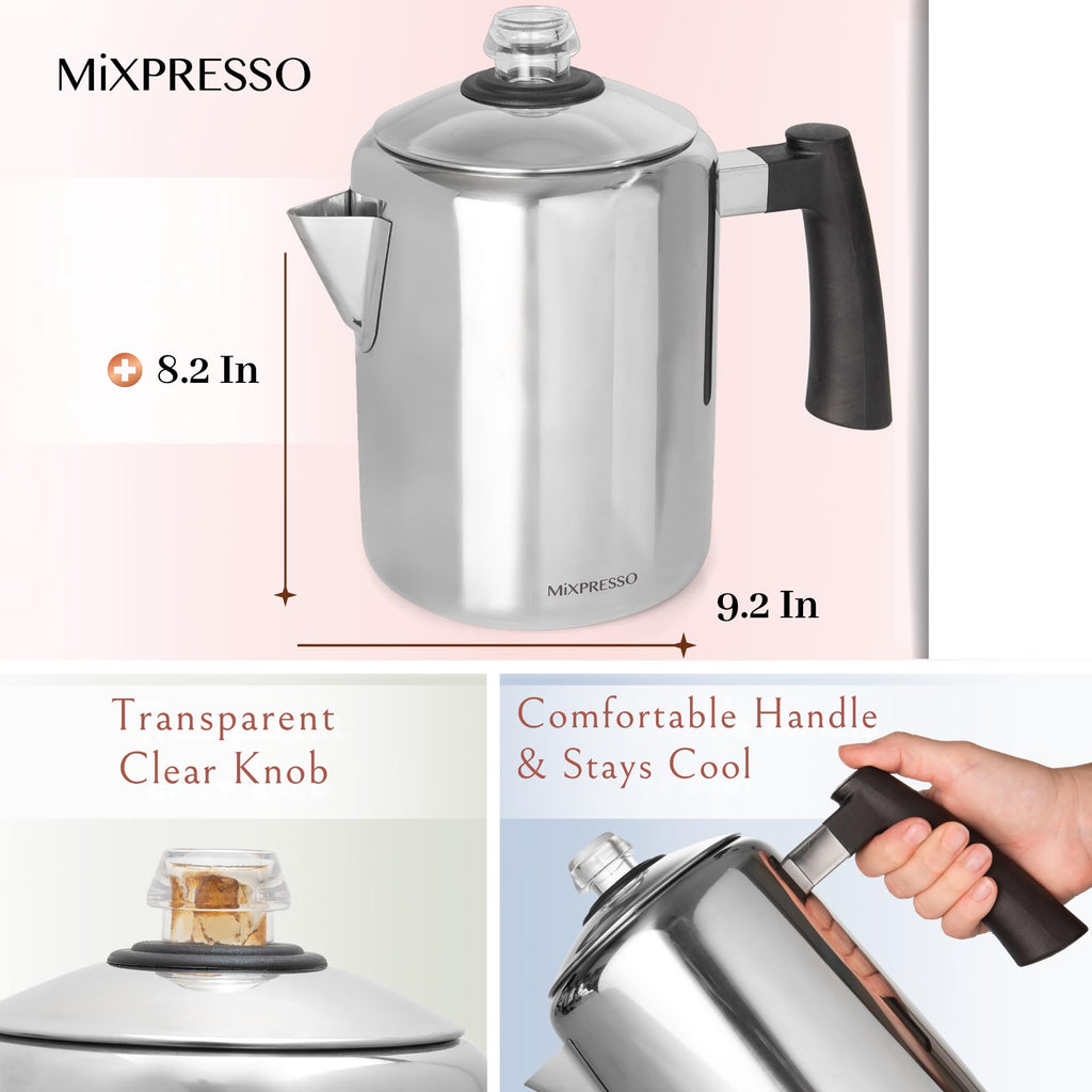 5-8 Cup Stainless Steel Stovetop Coffee Percolator Z56303