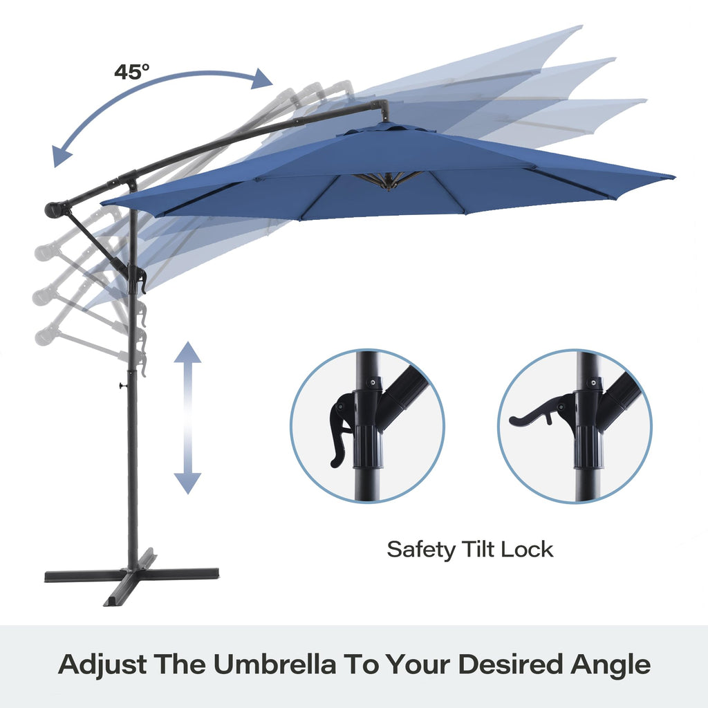 10ft Navy Blue Offset Cantilever Patio Umbrella A202