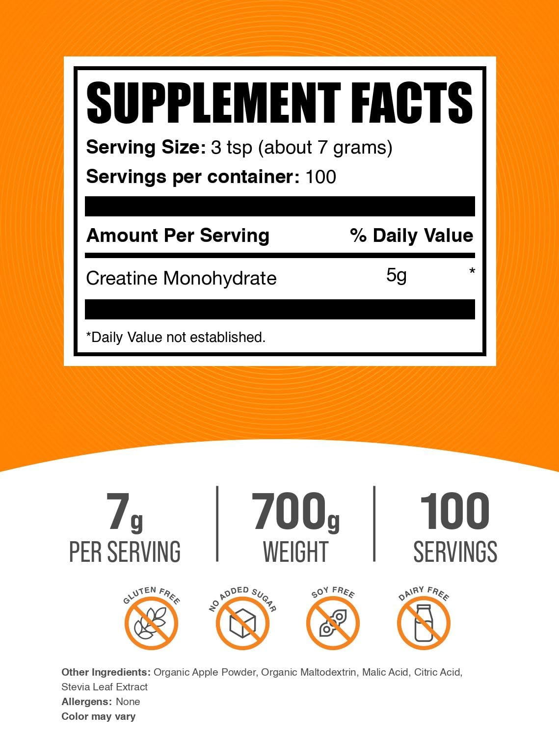 Micronized Creatine Monohydrate Powder, Sour Green Apple, 700g M52747