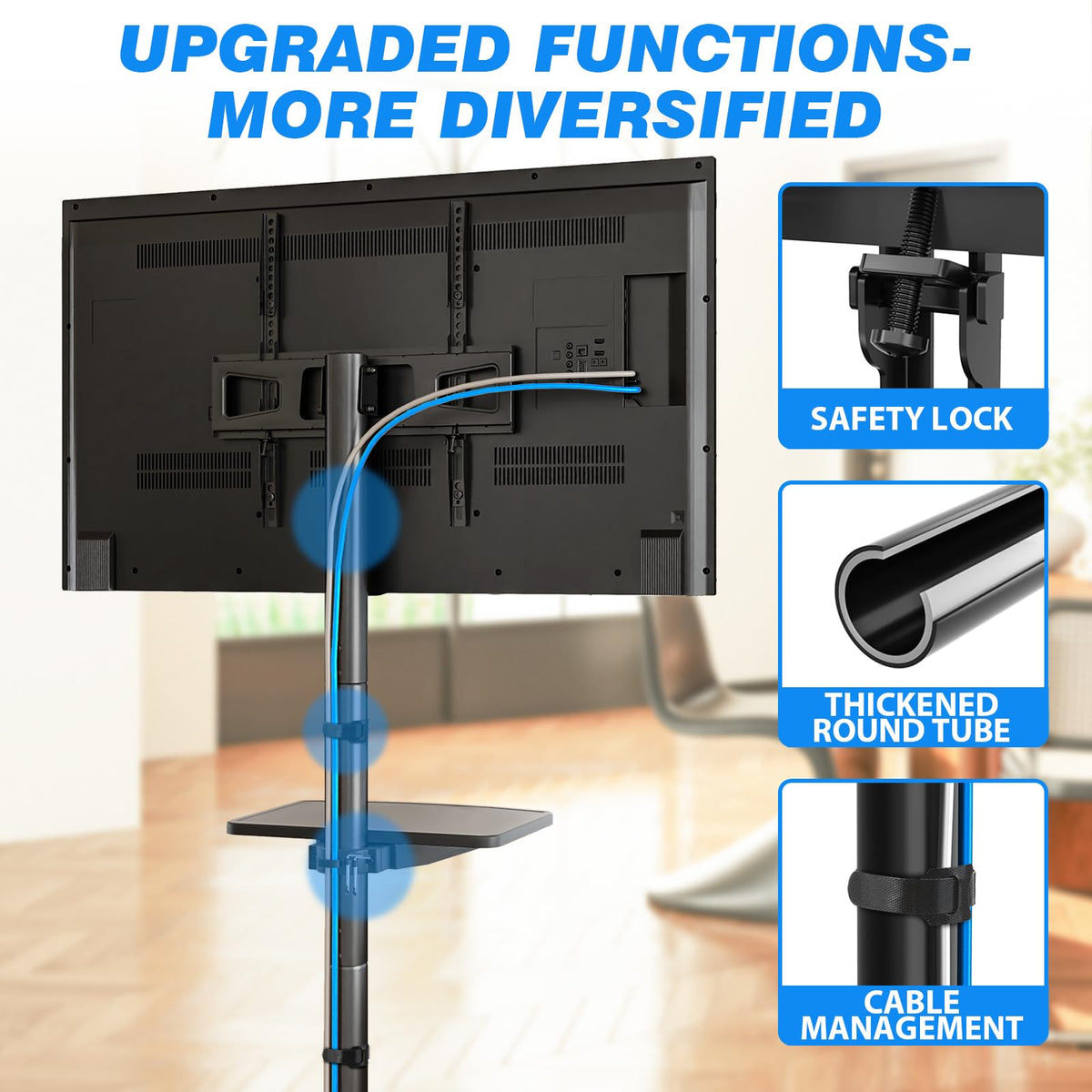 Mobile TV Stand for 23-65 Inch Flat Curved TVs Black O504