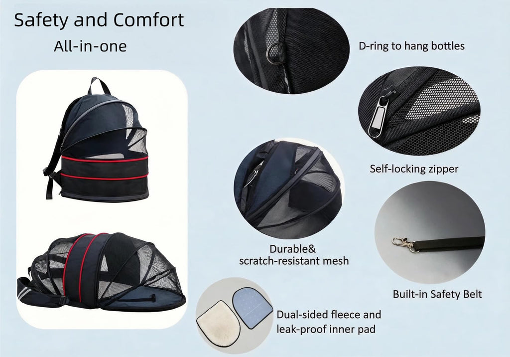 Expandable Dog Backpack Carrier with Breathable Front Opening-Black X99826