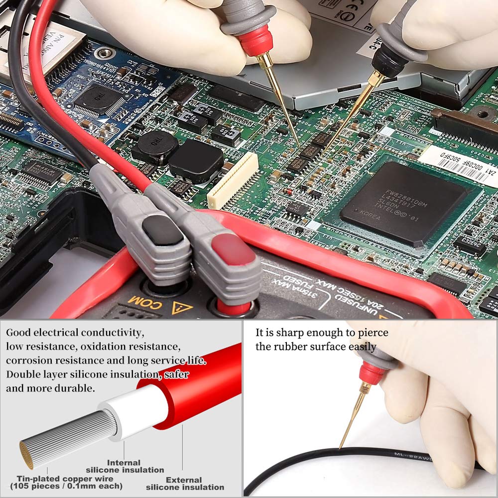 25-Piece Multimeter Leads Kit with Probes, Alligator Clips, Test Hooks and Back Probe Pins M482838