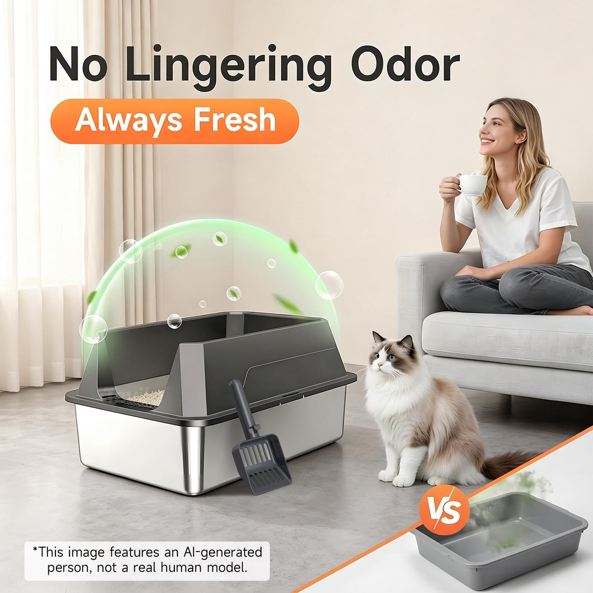 Stainless Steel Litter Box with Scoop D181241