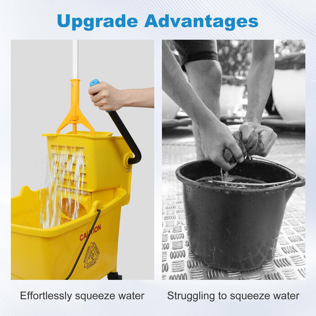 35 Qt Mop Bucket with Side Press Wringer on Wheels W84305
