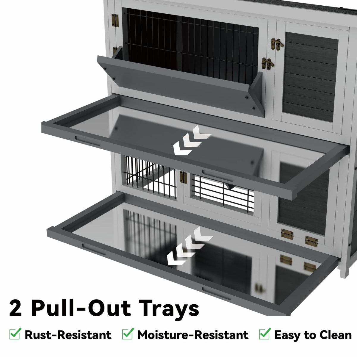 Large 2-Story Rabbit Hutch with Hay Feeder D59262