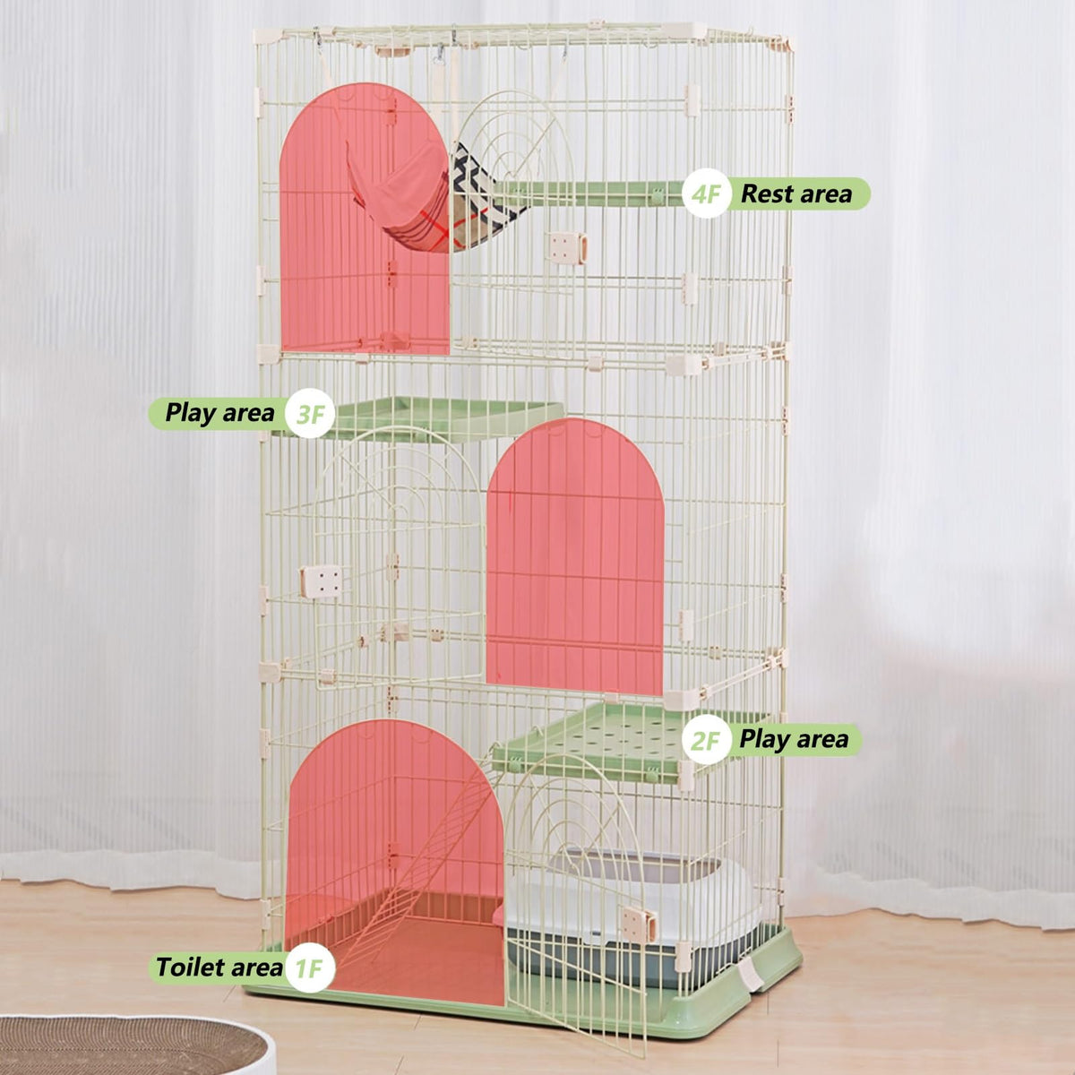 3/4-Tier Cat Cage Playpen with Hammock K44925