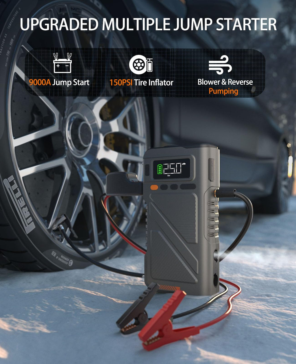9000A 12V Jump Starter with 150 PSI Air Compressor E4624
