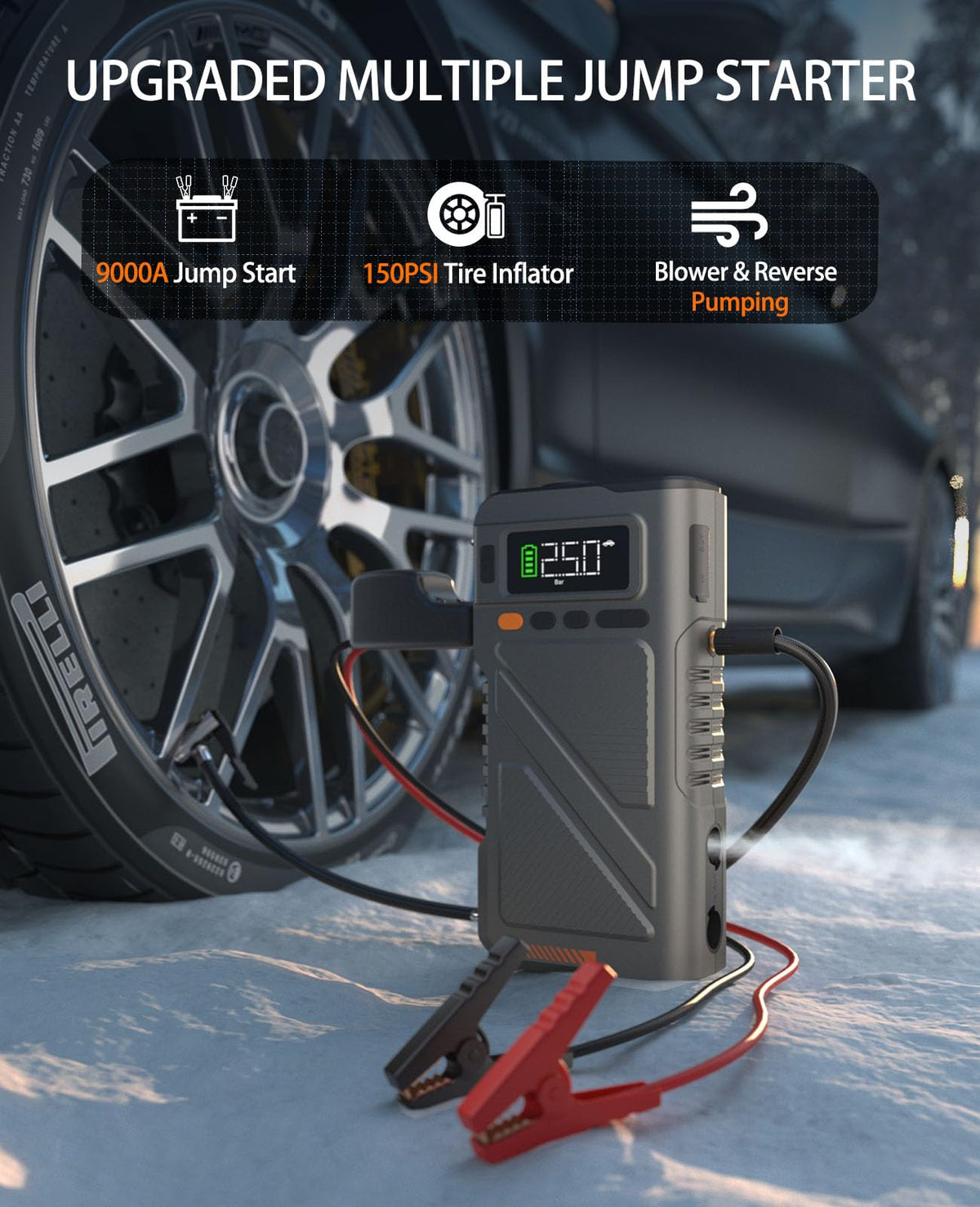 9000A 12V Jump Starter with 150 PSI Air Compressor E4624